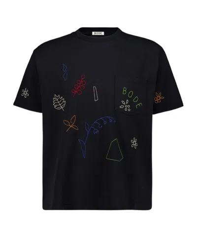 Bode Embroidered Field Guide T-shirt In Black