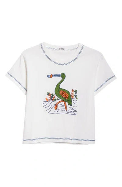 Bode Embroidered Heron T-shirt In White