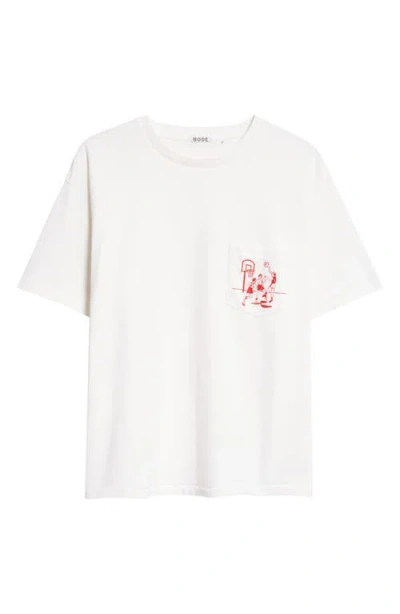 Bode Embroidered Hoop Pocket T-shirt In Cream