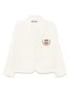 Bode Embroidered Logo-appliqué Blazer In White