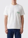 Bode Embroidered Logo Cotton T-shirt With Chest Patch Pocket In White