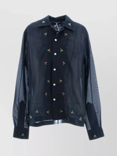 Bode Embroidered Long Sleeve Shirt In Blue