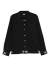 Bode Pointer Camp-collar Embroidered Cotton Shirt In Black