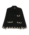 Bode Embroidered-pocket Wool Overshirt In Black