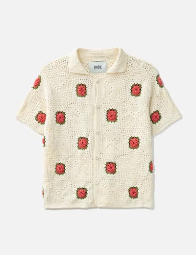 Bode Embroidered Roses Shirt In Yellow