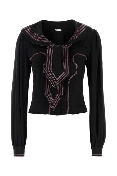 Bode Silk Seafarer Mini Shirt For Women In Black