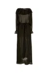 Bode Embroidered Silk-blend Stadium Dress In Brown