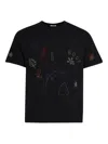Bode Field Guide Embroidered Cotton-jersey T-shirt In Black