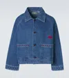 Bode Embroidered Merino Wool-blend Denim Jacket In Blue