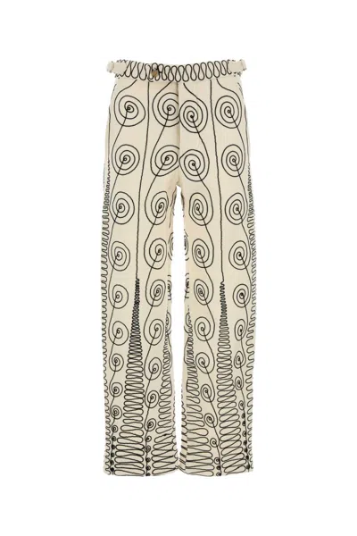 Bode Embroidered Wool Quillwork Pant In Neutral
