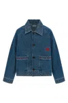 Bode Embroidered Merino Wool-blend Denim Jacket In Blue