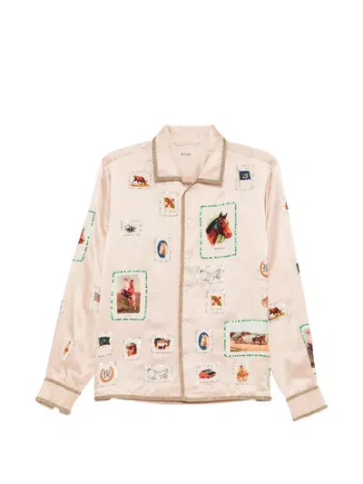 Bode Equestrian-patch Long-sleeves Shirt In Pink