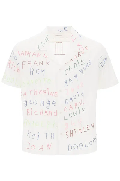 BODE BODE FAMILIAL BOWLING SHIRT WITH LETTERING EMBROIDERIES