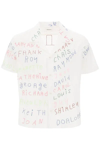 BODE FAMILIAL BOWLING SHIRT WITH LETTERING EMBROIDERIES