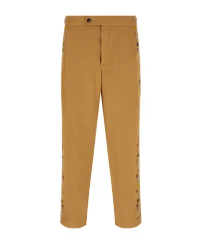 Bode Feather Runner Embroidered Casual Pants In Brown