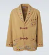 Bode Feather Runner Smoking Embroidered Blazer In Brown