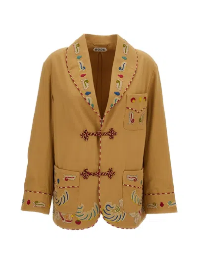 Bode Feather Runner Embroidered Jacket In Brown