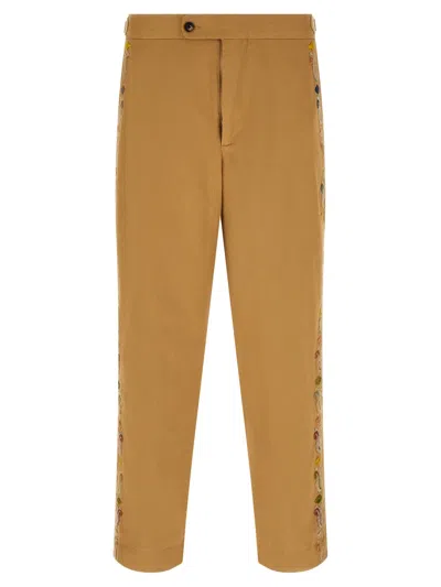 Bode 'feather Runner' Pants In Beige