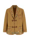 Bode Feather Runner Smoking Embroidered Blazer In Multi