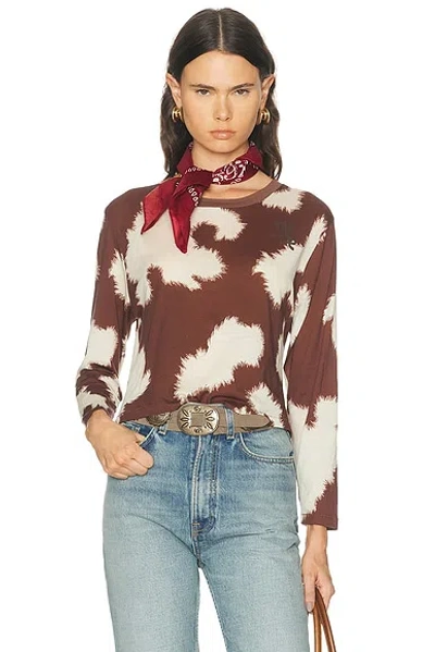 Bode Featherweight Cow Print Long Sleeve Tee In Black