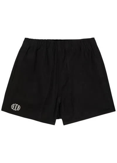 Bode Field Logo-embroidered Cotton-twill Shorts In Black