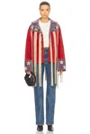 Bode Fringed Suede Jacket In Red  White & Blue