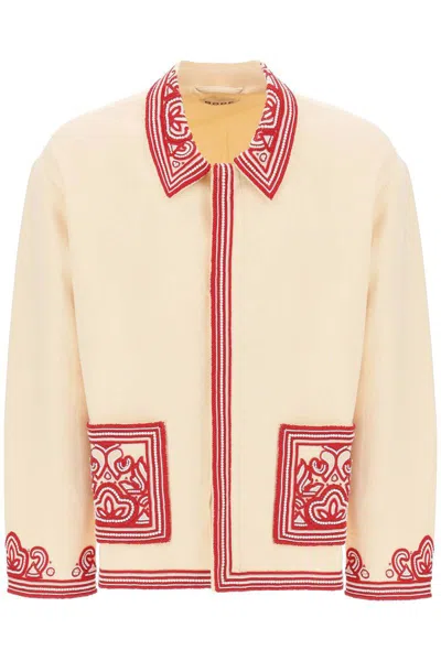 Bode Flora Bead-embroidered Jacket In Beige
