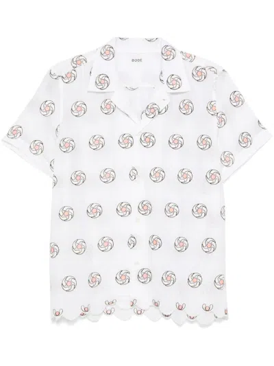 Bode White Floral Aperture Short Sleeve Shirt