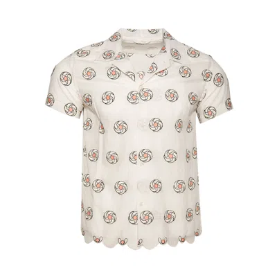 Pre-owned Bode Floral Aperture Short-sleeve Shirt 'white/multicolor'
