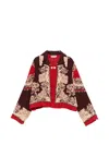 Bode Storybook Printed Silk Jacket In Red