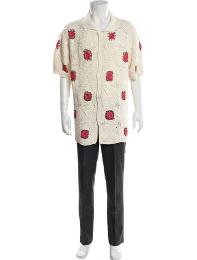 Pre-owned Bode Floral Print Collar Cardigan In Neutrals