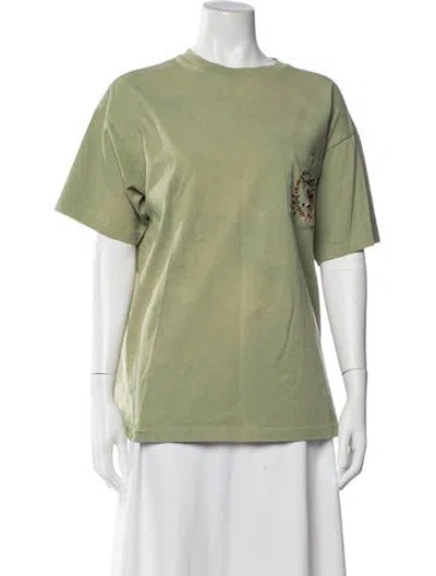 Pre-owned Bode Floral Print Crew Neck T-shirt In Green