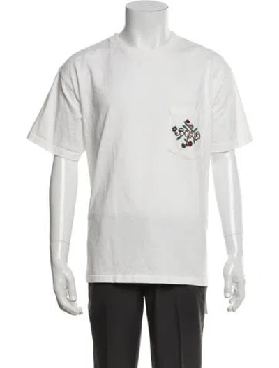 Pre-owned Bode Floral Print Crew Neck T-shirt In White