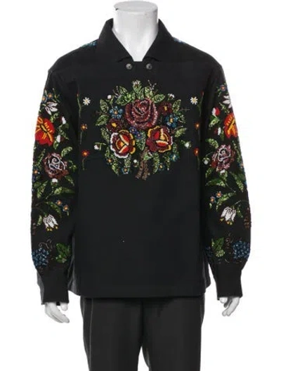 Pre-owned Bode Floral Print Jacket W/ Tags In Black