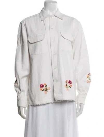 Pre-owned Bode Floral Print Jacket In White