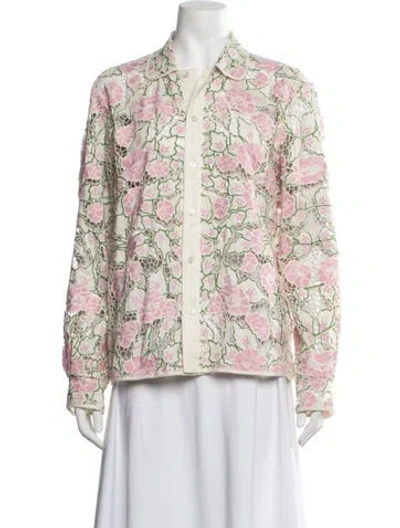 Pre-owned Bode Floral Print Long Sleeve Blouse In Multicolor