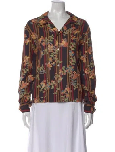 Pre-owned Bode Floral Print Long Sleeve Button-up Top In Multi