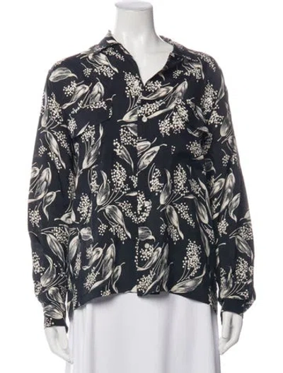 Pre-owned Bode Floral Print Long Sleeve Button-up Top In Multicolor
