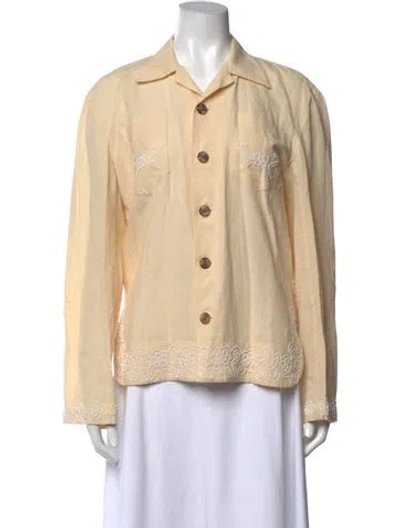 Pre-owned Bode Floral Print Long Sleeve Button-up Top In Neutrals