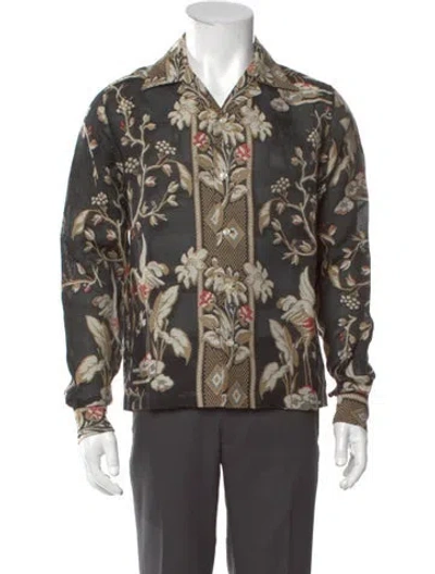 Pre-owned Bode Floral Print Long Sleeve Shirt In Black