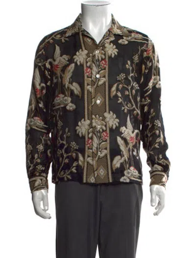 Pre-owned Bode Floral Print Long Sleeve Shirt In Black