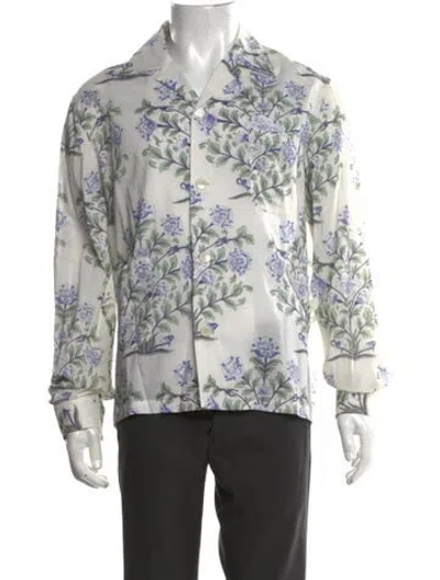 Pre-owned Bode Floral Print Long Sleeve Shirt In Green