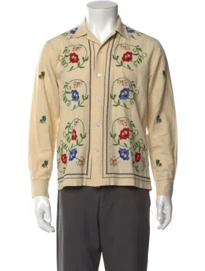 Pre-owned Bode Floral Print Long Sleeve Shirt In Neutral