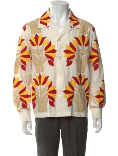Pre-owned Bode Floral Print Long Sleeve Shirt In Neutrals