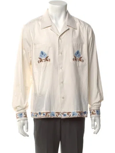 Pre-owned Bode Floral Print Long Sleeve Shirt In Neutrals