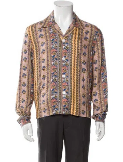 Pre-owned Bode Floral Print Long Sleeve Shirt In Pink