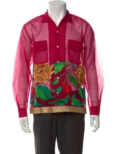 Pre-owned Bode Floral Print Long Sleeve Shirt In Pink