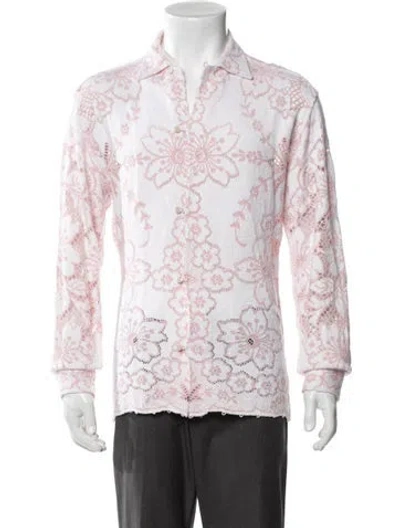 Pre-owned Bode Floral Print Long Sleeve Shirt In Pink