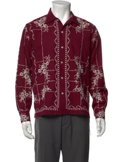 Pre-owned Bode Floral Print Long Sleeve Shirt In Purple