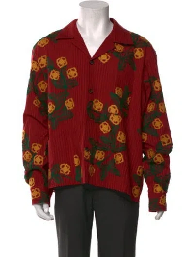 Pre-owned Bode Floral Print Long Sleeve Shirt In Red